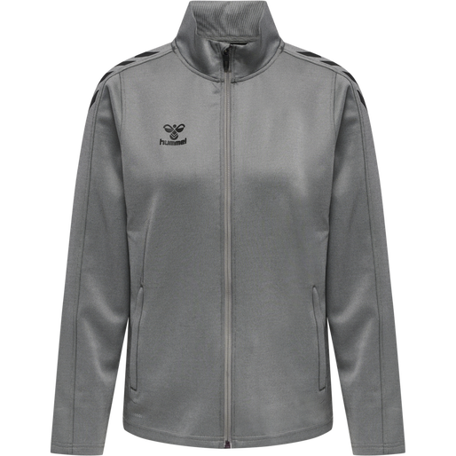 hmlCORE XK POLY ZIP SWEAT WOMAN, GREY MELANGE, packshot