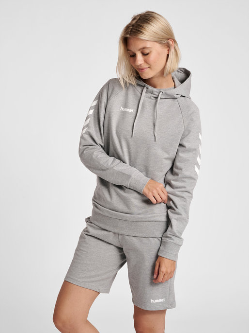 HMLGO COTTON HOODIE WOMAN, GREY MELANGE, model