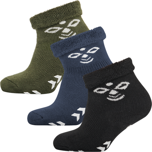 SNUBBIE SOCKS 3 PK, BLACK/OLIVE NIGHT, packshot
