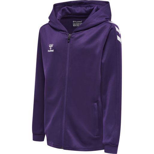 hmlCORE XK POLY ZIP HOOD SWEAT KIDS, ACAI/WHITE, packshot