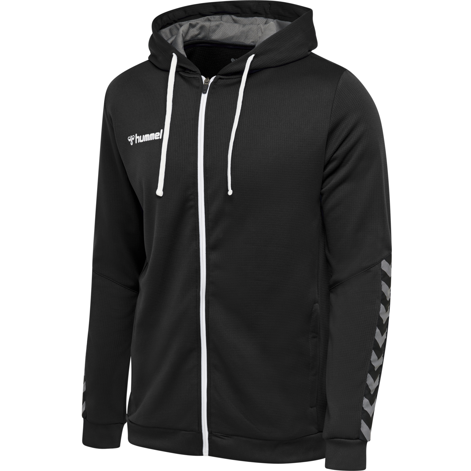 hmlAUTHENTIC KIDS POLY ZIP HOODIE, BLACK/WHITE, packshot