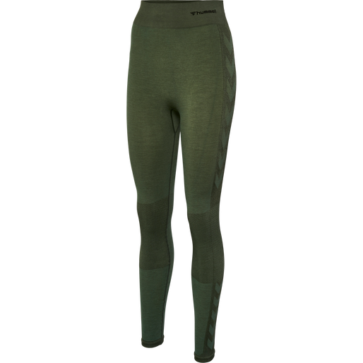 hmlCLEA SEAMLESS MID WAIST TIGHTS, CLIMBING IVY/BEETLE MELANGE hmlCLEA SEAMLESS MID WAIST TIGHTS, CLIMBING IVY/BEETLE MELANGE, packshot