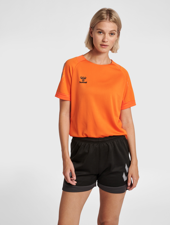 hmlLEAD S/S POLY JERSEY WOMEN, ORANGE TIGER, model