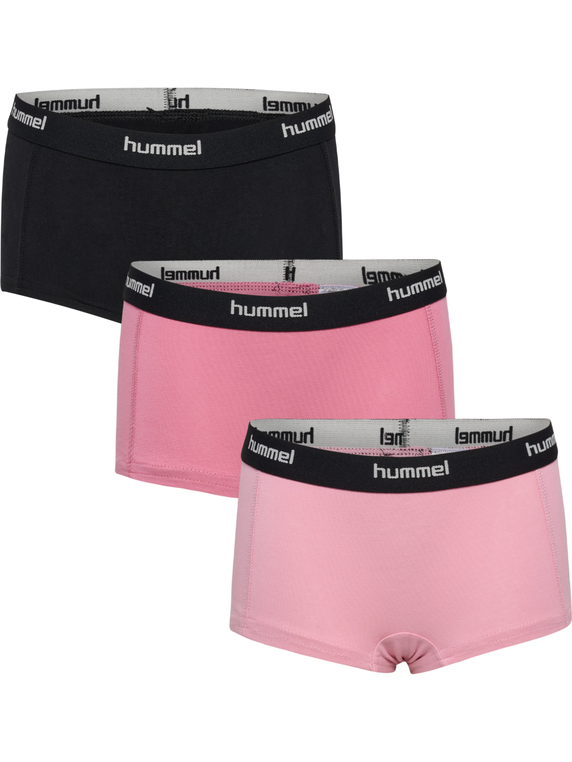 hmlJR NALA HIPSTERS 3 PACK, PINK NECTAR/POLIGNAC/BLACK, packshot