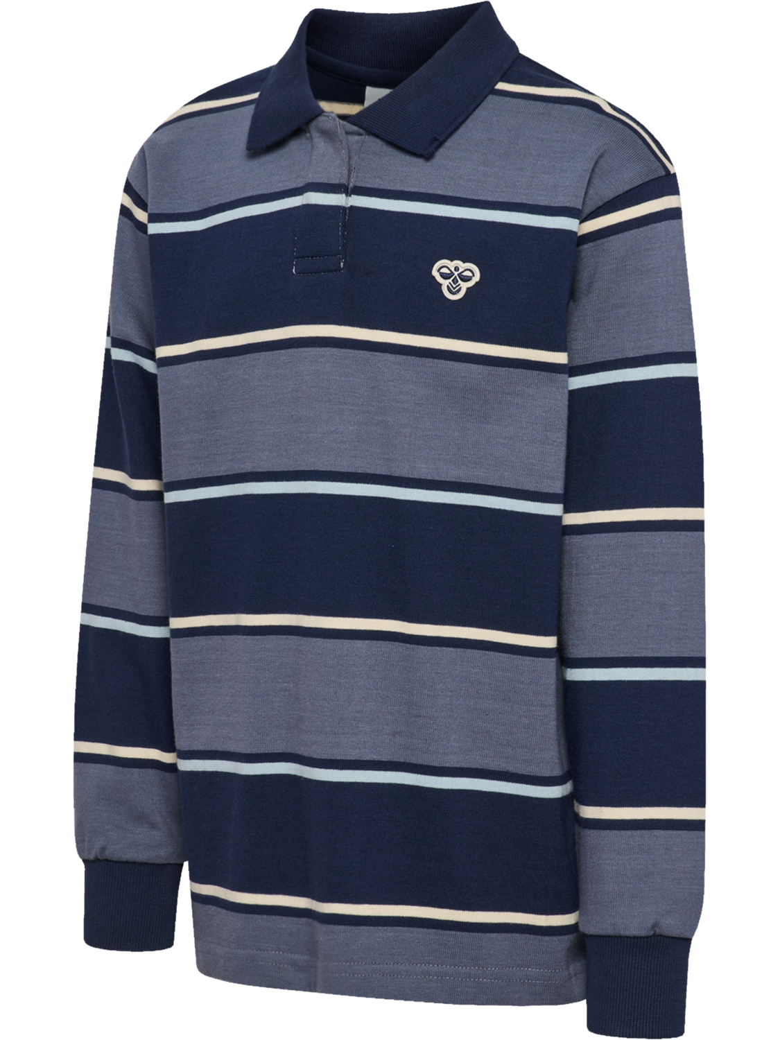 hmlJR LOOSE STRIPED POLO L/S, DRESS BLUES, packshot