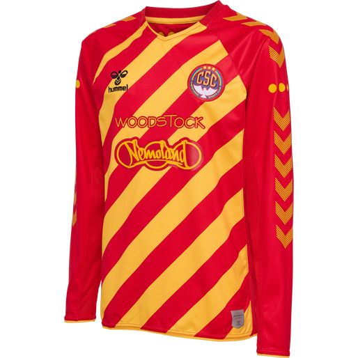 hmlCSC 19/20 KIDS HOME JERSEY LS, TRUE RED/SPORTS YELLOW W/SPONS hmlCSC 19/20 KIDS HOME JERSEY LS, TRUE RED/SPORTS YELLOW W/SPONS, packshot
