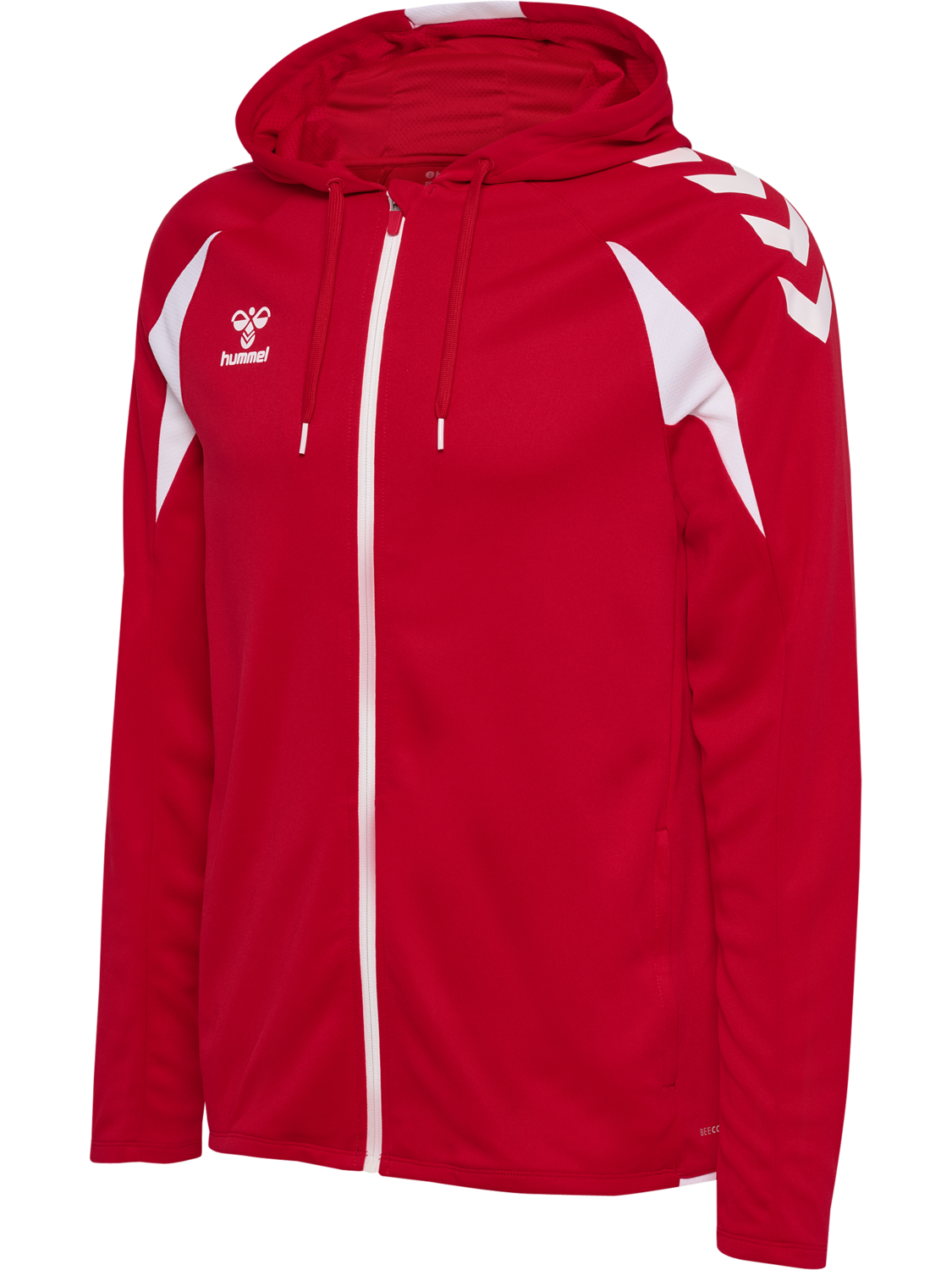 hmlCORE 2.0 ZIP HOODIE, TRUE RED/WHITE, packshot
