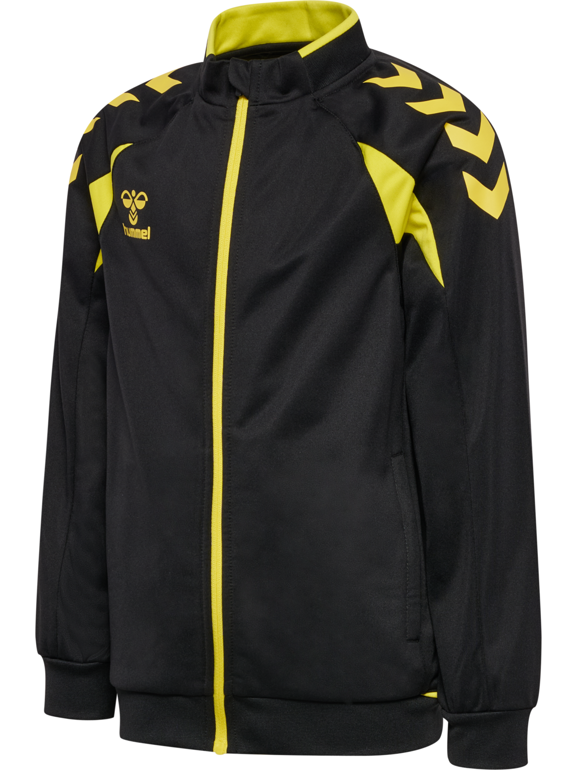 hmlCORE 2.0 TRACK ZIP JACKET KIDS, BLACK/BLAZING YELLOW, packshot