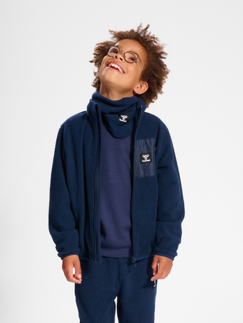 hmlATLAS FLEECE ZIP JACKET, BLACK IRIS, model