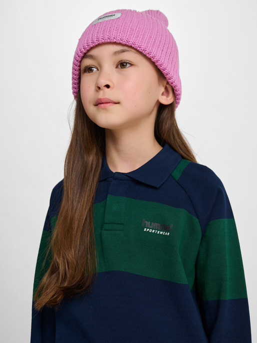 hmlJR LOOSE STRIPED POLO L/S, DRESS BLUES, model