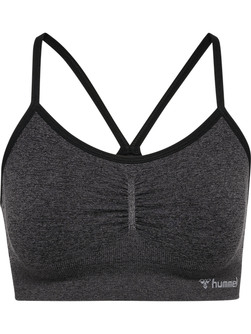 hmlCI SEAMLESS SCRUNCH SPORTS BRA, BLACK MELANGE hmlCI SEAMLESS SCRUNCH SPORTS BRA, BLACK MELANGE, packshot