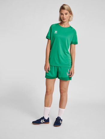 hmlLEAD WOMENS POLY SHORTS, JELLY BEAN, model