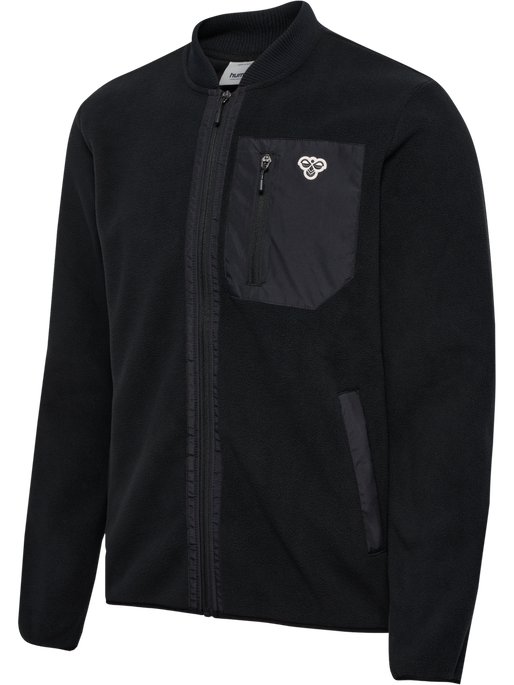 hmlFLEECE ZIP JACKET BEE, BLACK hmlFLEECE ZIP JACKET BEE, BLACK, packshot
