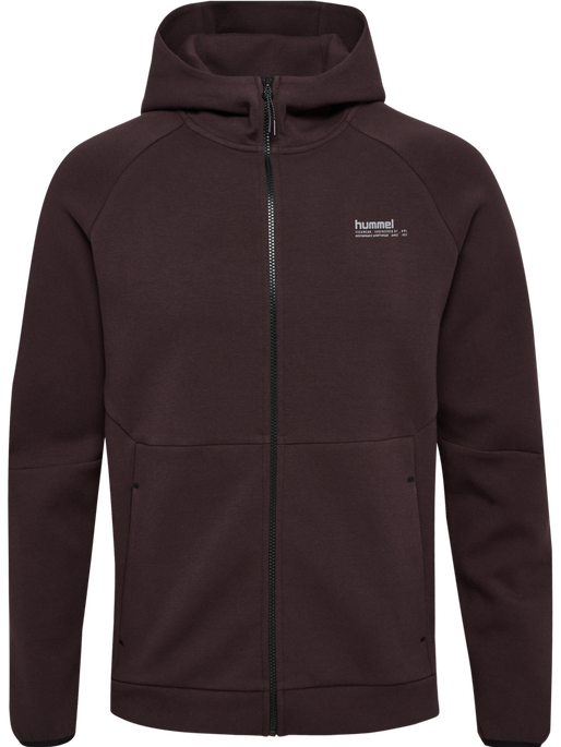 hmlTECH FLEECE REGULAR ZIP HOODIE, CHOCOLATE PLUM, packshot