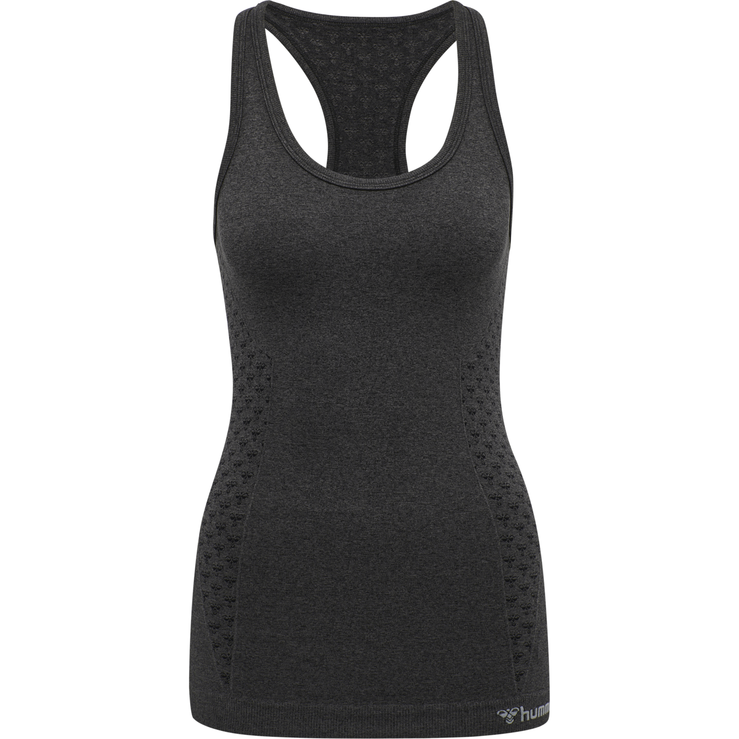 hmlCI SEAMLESS TOP, BLACK MELANGE, packshot