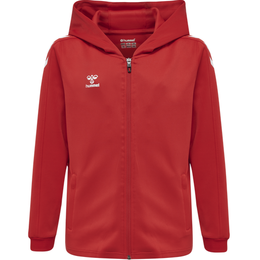 hmlCORE XK POLY ZIP HOOD SWEAT KIDS, TRUE RED, packshot
