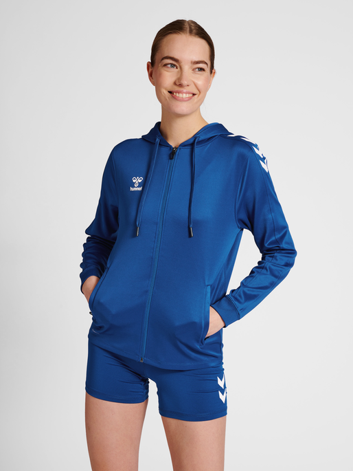 hmlCORE XK POLY ZIP HOOD SWEAT WOMA, TRUE BLUE, model