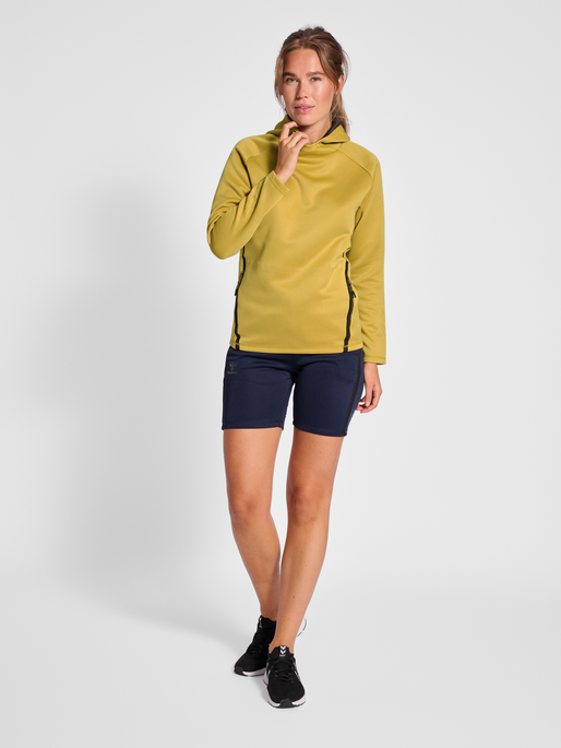 hmlCIMA XK HOODIE WOMAN, ANTIQUE GOLD, model