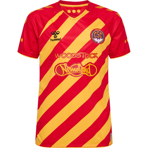 hmlCSC 19/20 KIDS HOME JERSEY S/S, TRUE RED/SPORTS YELLOW W/SPONS hmlCSC 19/20 KIDS HOME JERSEY S/S, TRUE RED/SPORTS YELLOW W/SPONS, packshot
