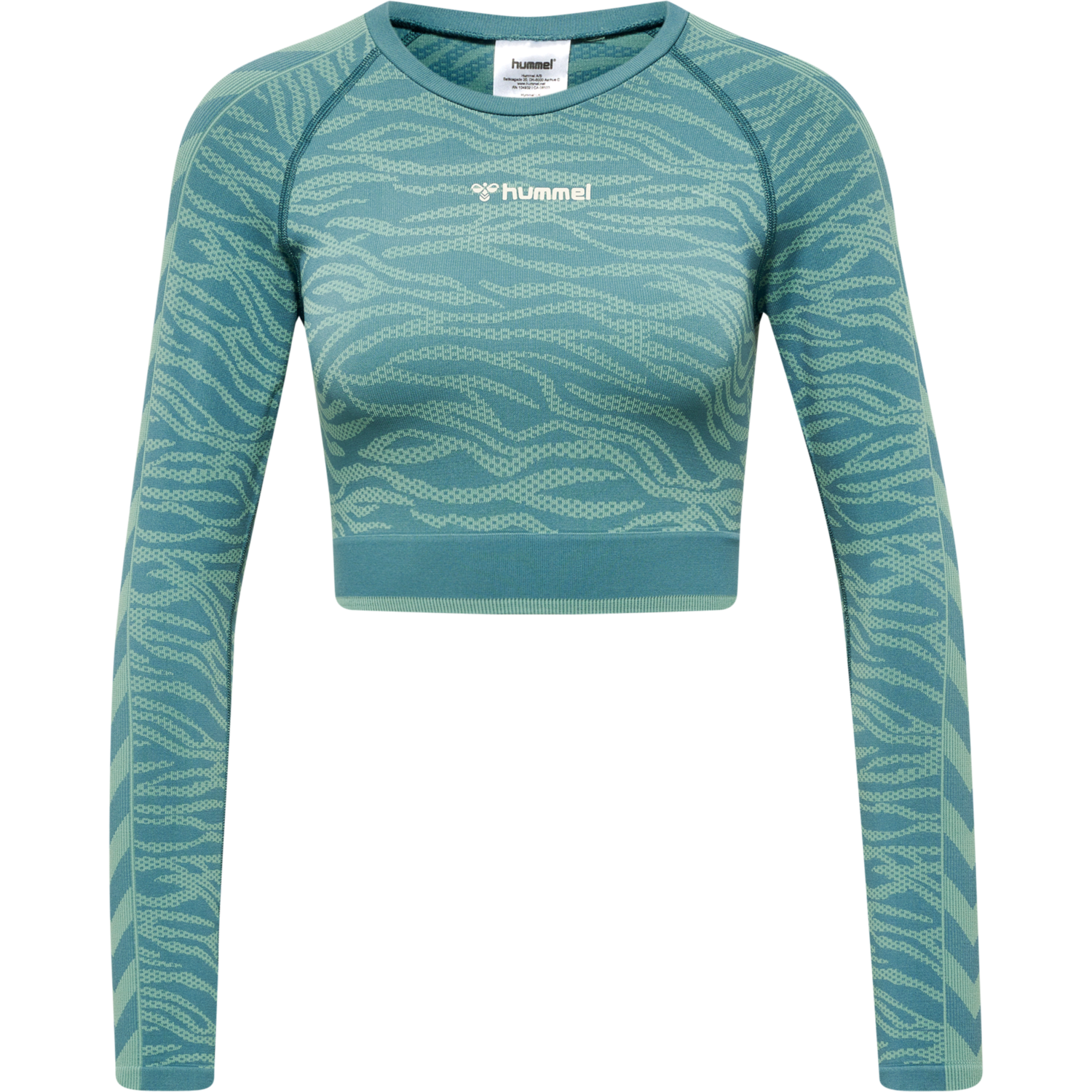 hmlMT SAGA SEAMLESS CROP T-SHIRT LS, NORTH ATLANTIC/BLUE SURF MELANGE, packshot