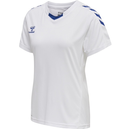 hmlCORE XK POLY JERSEY S/S WOMAN, WHITE/TRUE BLUE, packshot