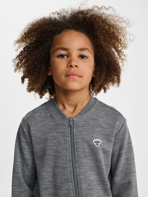 hmlJR WOOL ZIP JACKET BEE, DARK GREY MELANGE, model