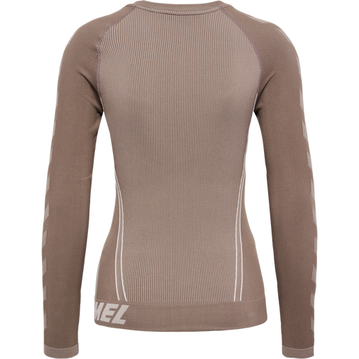 hmlTE CHRISTEL SEAMLESS T-SHIRT L/S, CHATEAU GRAY/DRIFTWOOD MELANGE, packshot