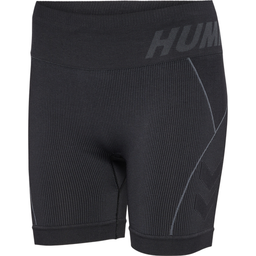hmlTE CHRISTEL SEAMLESS SHORTS, BLACK/ASPHALT MELANGE, packshot