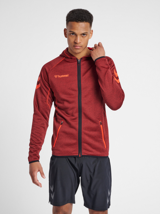 hmlAUTHENTIC PRO ZIP HOODIE, CHILI PEPPER, model