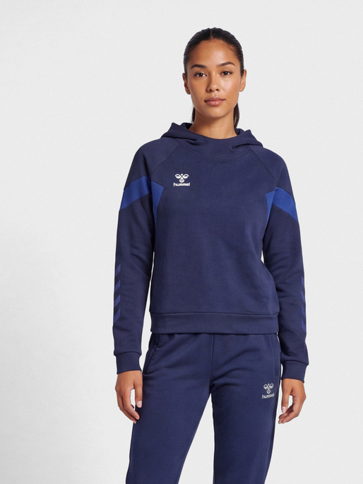 hmlTRAVEL SWEAT HOODIE WOMAN, MARINE, model