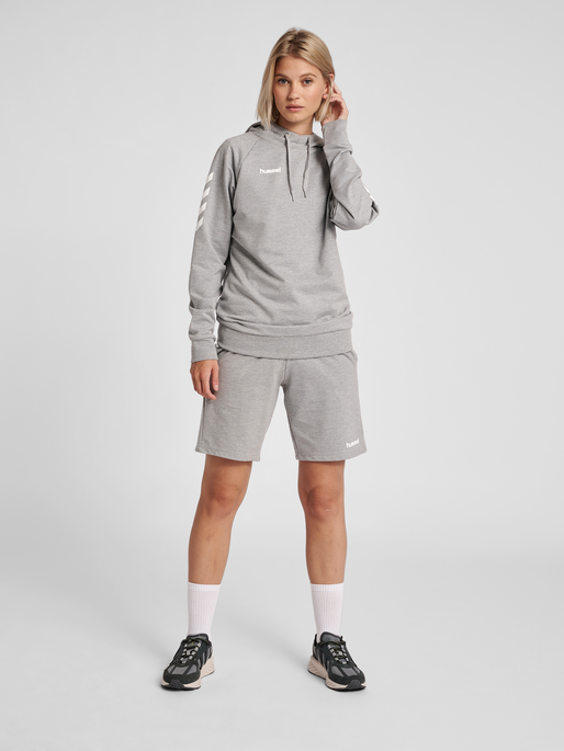 HMLGO COTTON HOODIE WOMAN, GREY MELANGE, model