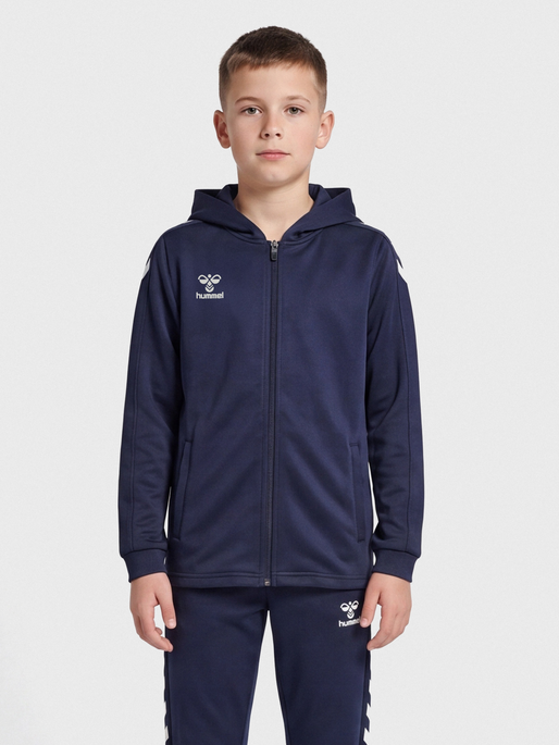 hmlCORE XK POLY ZIP HOOD SWEAT KIDS, MARINE, model