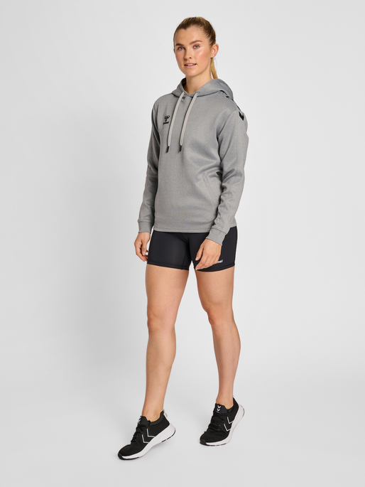 hmlCORE XK POLY SWEAT HOODIE WOMAN, GREY MELANGE, model