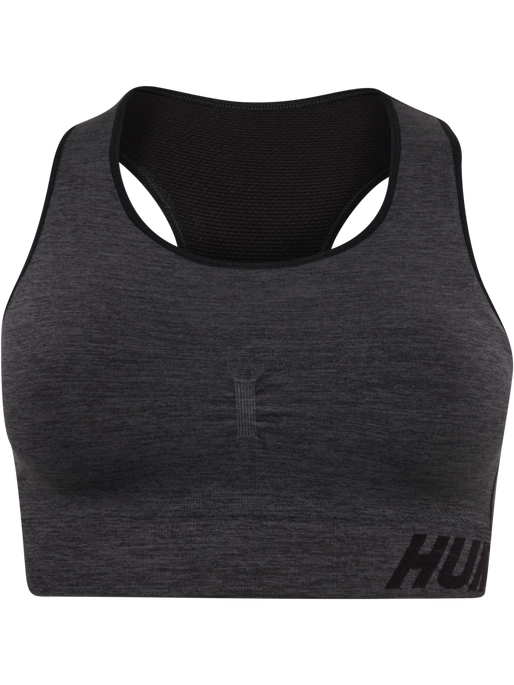 hmlTE CURVE SEAMLESS SPORTS BRA, BLACK MELANGE hmlTE CURVE SEAMLESS SPORTS BRA, BLACK MELANGE, packshot