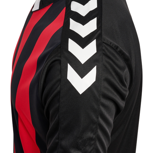 hmlCORE XK STRIPED JERSEY S/S, BLACK/TRUE RED, packshot