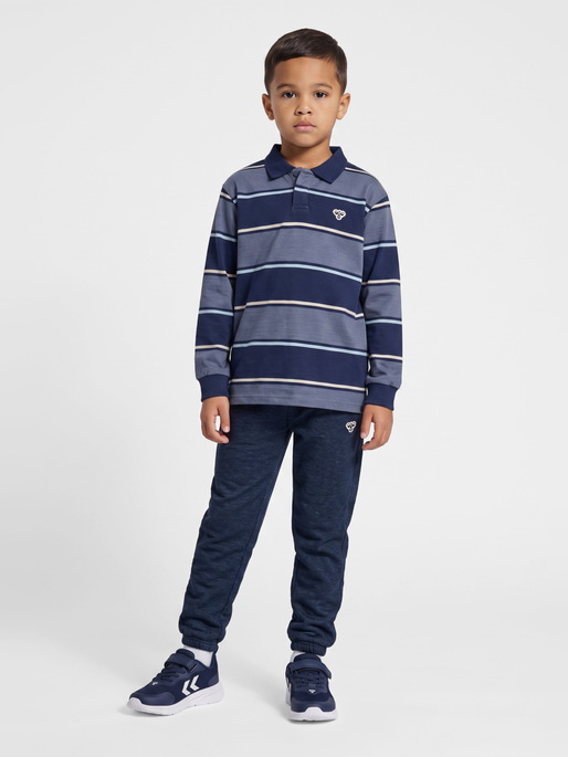 hmlJR LOOSE STRIPED POLO L/S, DRESS BLUES, model