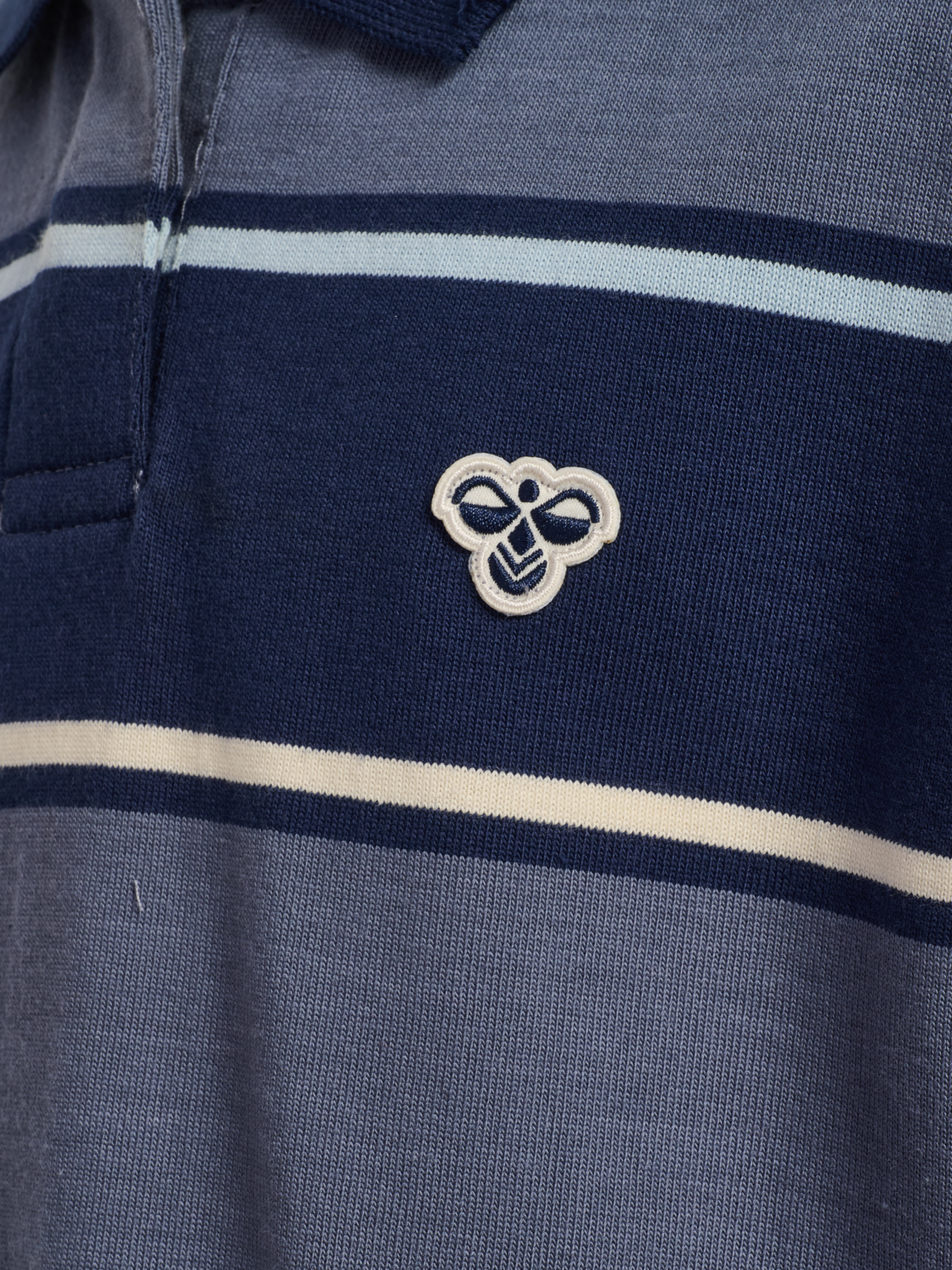 hmlJR LOOSE STRIPED POLO L/S, DRESS BLUES, packshot