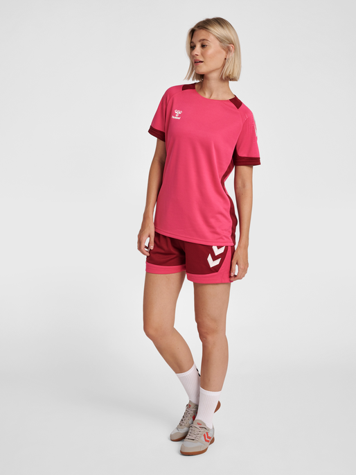 hmlLEAD WOMENS S/S POLY JERSEY, RASPBERRY SORBET, model