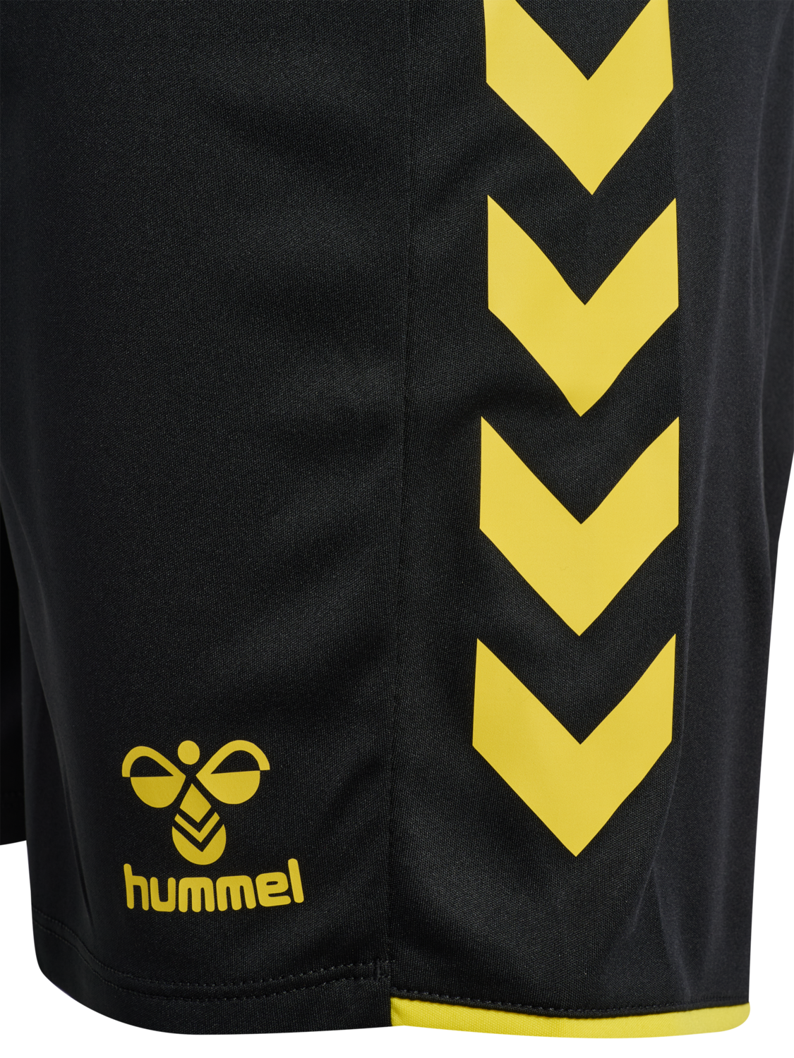 hmlCORE 2.0 SHORTS, BLACK/BLAZING YELLOW, packshot