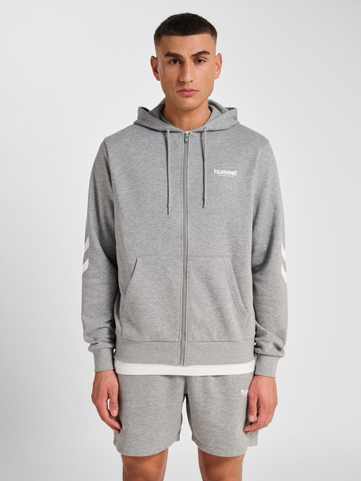 hmlLEGACY 2.0 ZIP HOODIE, GREY MELANGE, model