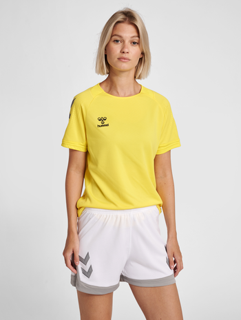 hmlLEAD S/S POLY JERSEY WOMEN, BLAZING YELLOW, model