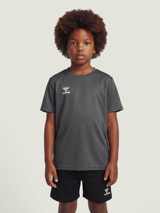 hmlESSENTIAL JERSEY S/S KIDS, STEEL GRAY, model
