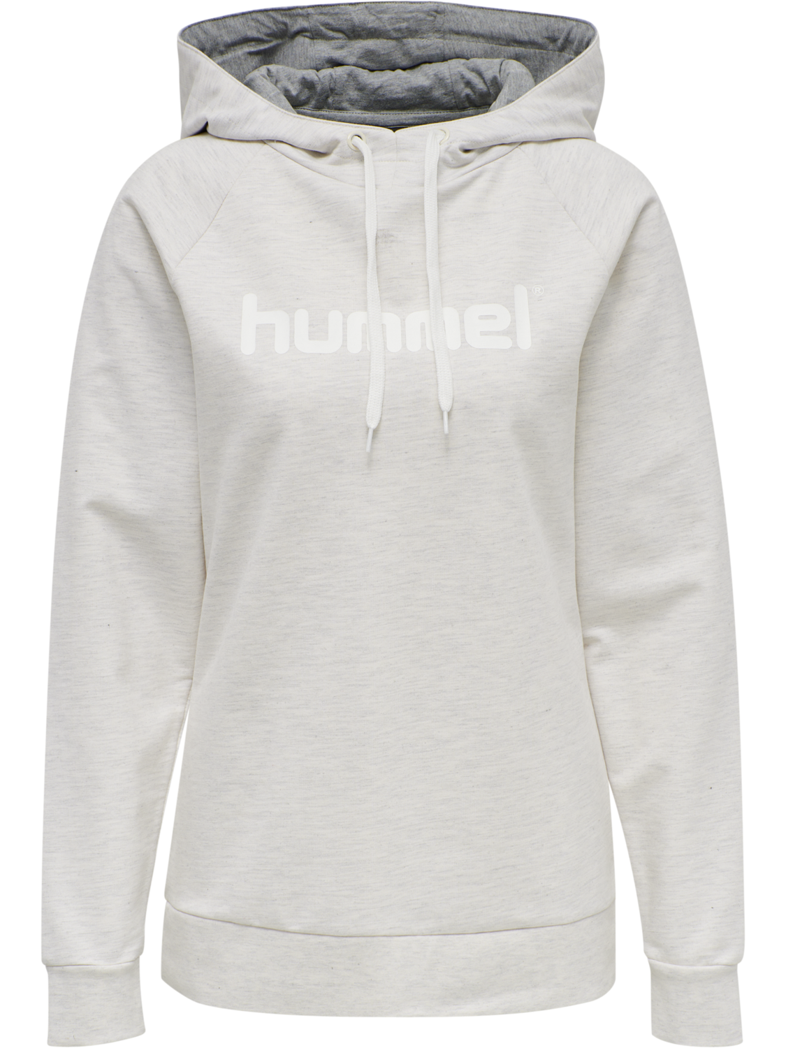 HMLGO COTTON LOGO HOODIE WOMAN, EGRET MELANGE, packshot