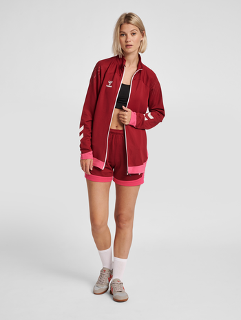 hml LEAD WOMEN POLY ZIP JACKET , BIKING RED, model