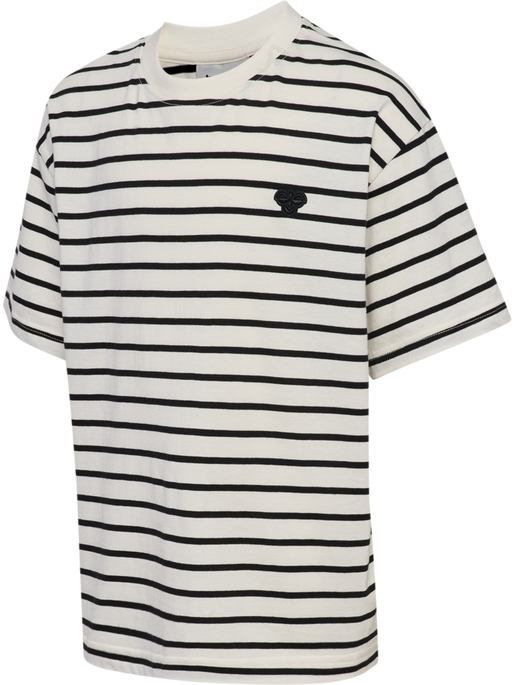 hmlJR LOOSE STRIPED T-SHIRT S/S BEE, TOFU, packshot