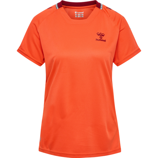 hmlONGRID POLY JERSEY S/S WO, NASTURTIUM/RHUBARB, packshot