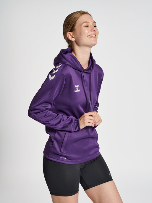 hmlCORE XK POLY SWEAT HOODIE WOMAN, ACAI, model