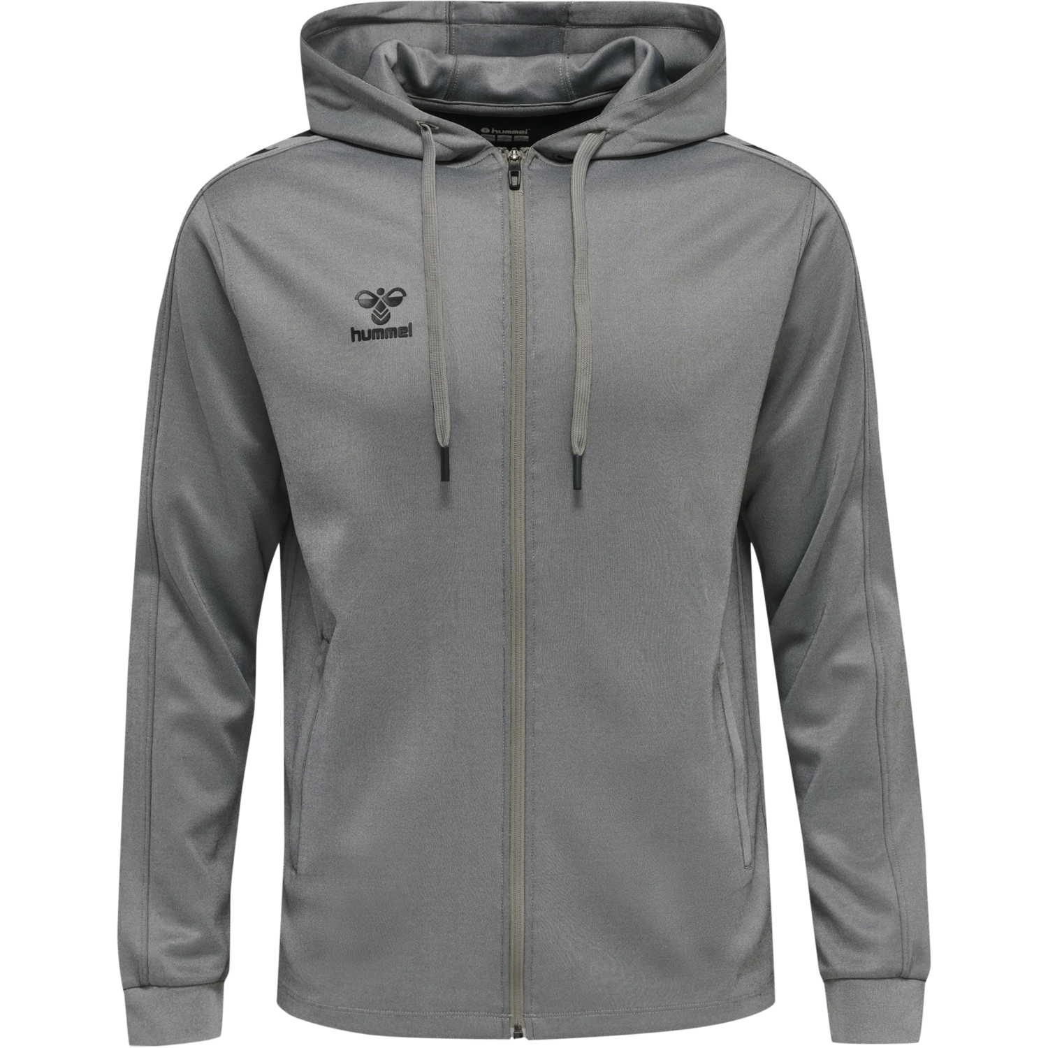 hmlCORE XK POLY ZIP HOOD SWEAT, GREY MELANGE, packshot