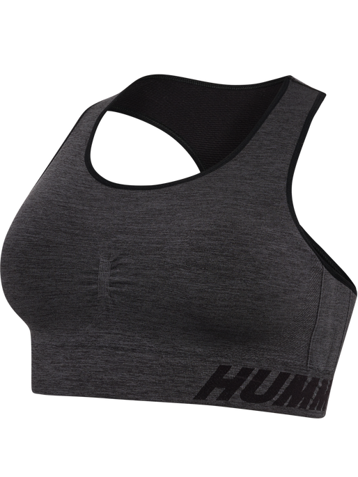 hmlTE CURVE SEAMLESS SPORTS BRA, BLACK MELANGE hmlTE CURVE SEAMLESS SPORTS BRA, BLACK MELANGE, packshot