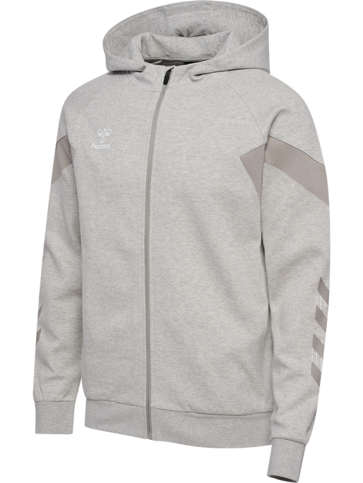 hmlTRAVEL ZIP HOODIE, LIGHT GREY MELANGE, packshot